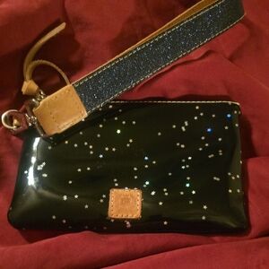 Consuela Black and Gold Clutch Wristlet